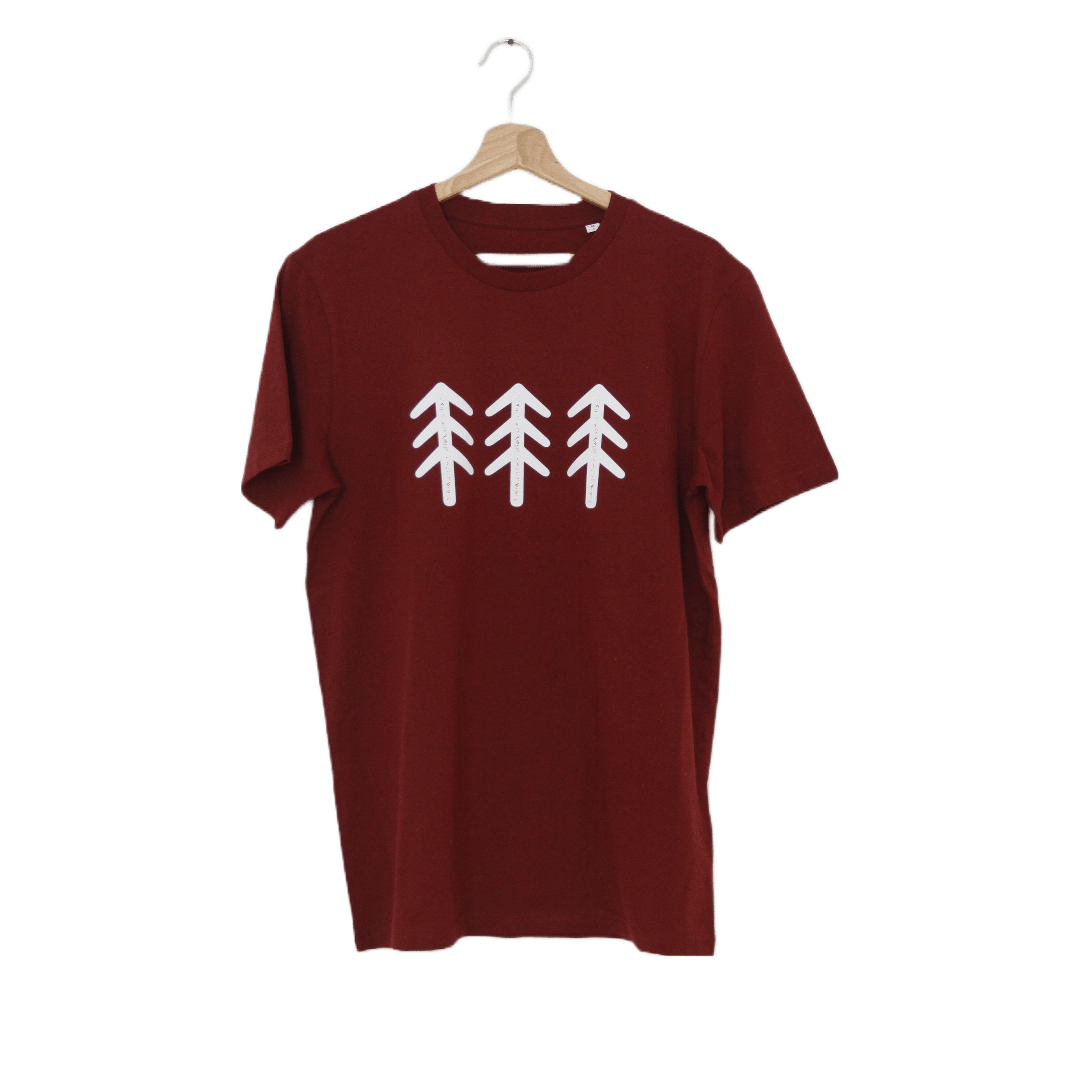 T-Shirt rot mit Alpengummi Logo auf Vorderseite